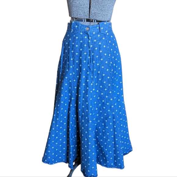 Circle T Vintage 80s Denim Maxi Full A-Line Skirt Size 7/8 - Picture 2 of 7